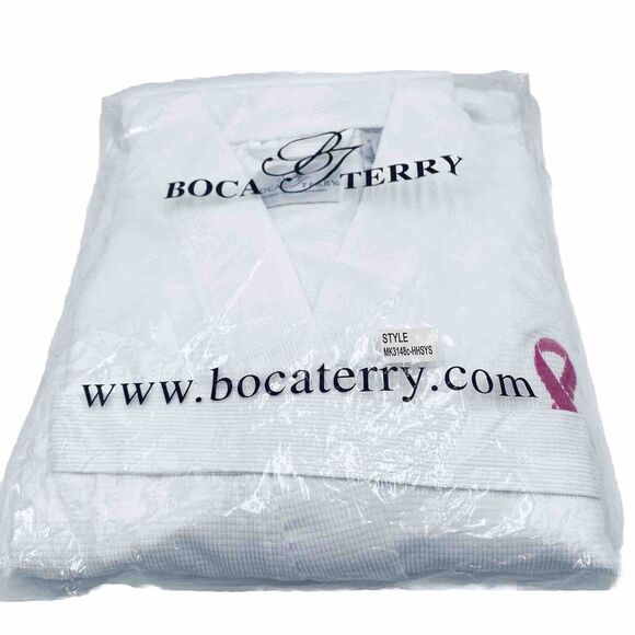Boca Terry White Robe with Embroidered Pink Ribbon One Size Fits All (Most) New - Picture 1 of 5